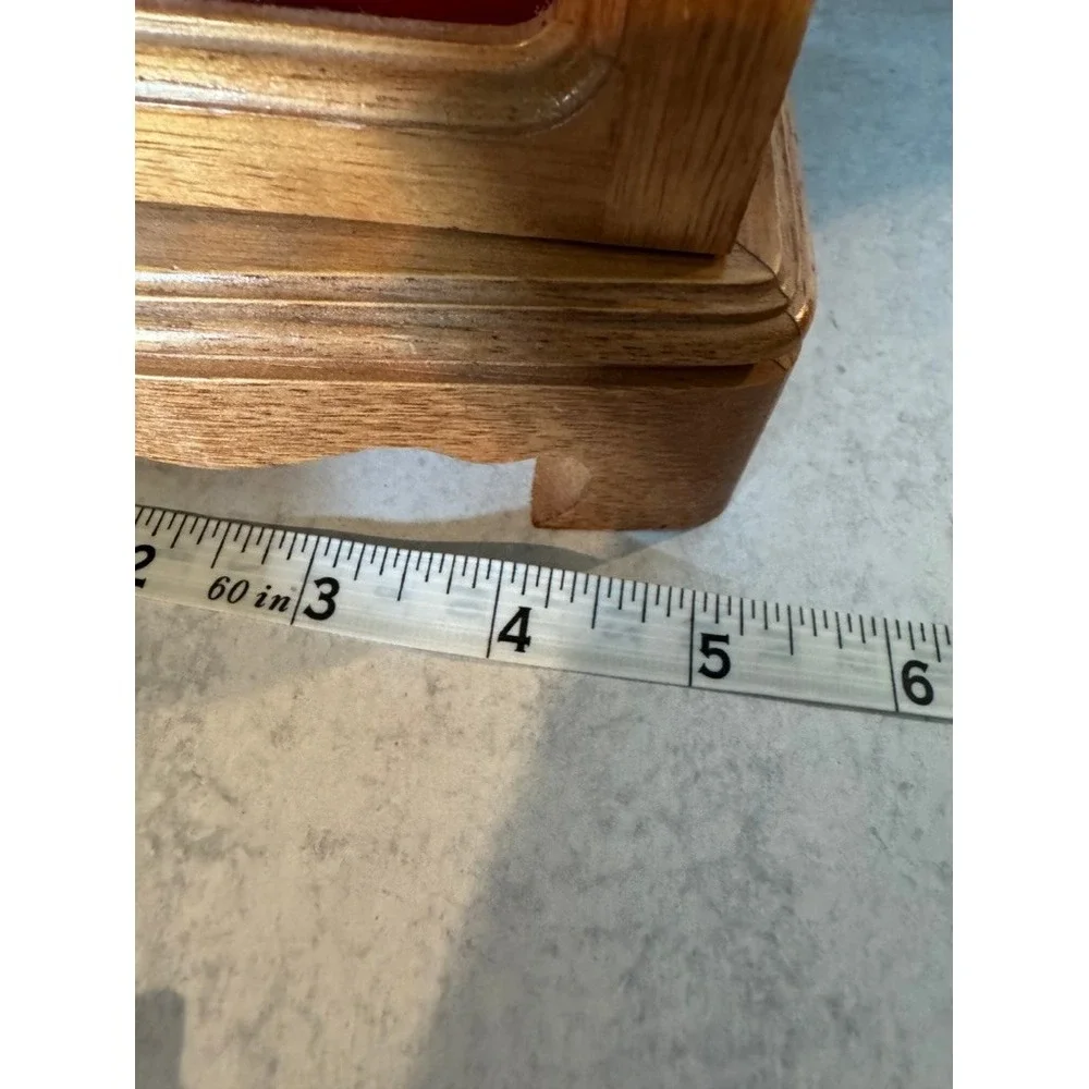 Vintage Wooden Jewelry Box Glass Door Floral Inlay Armoire‎ Style